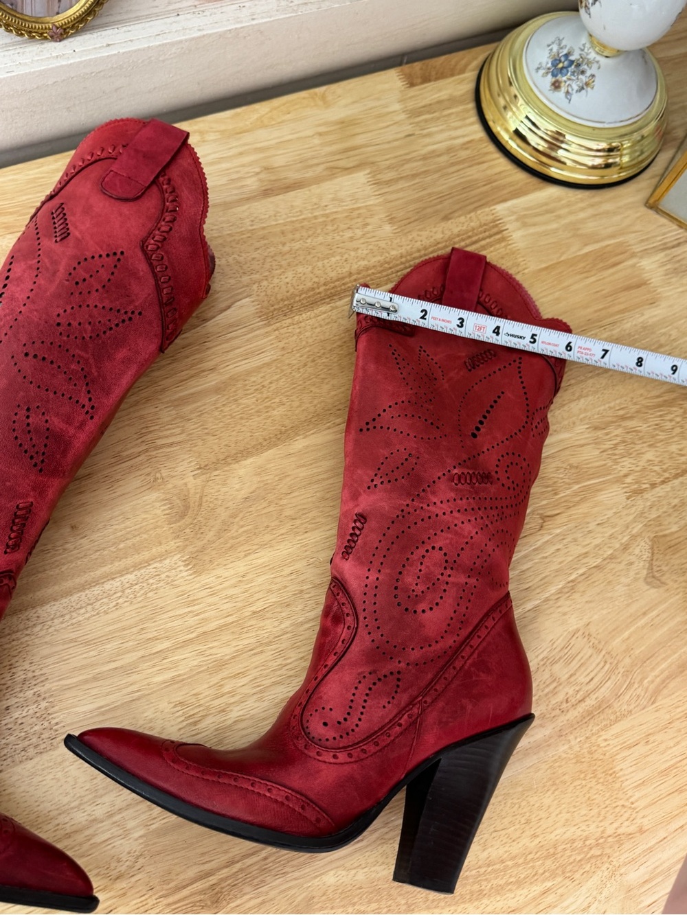 Whimsical BCBG Girls Red Western Cowboy Boots Pointed Toe Block Heel Size 5.5 - Picture 6 of 16